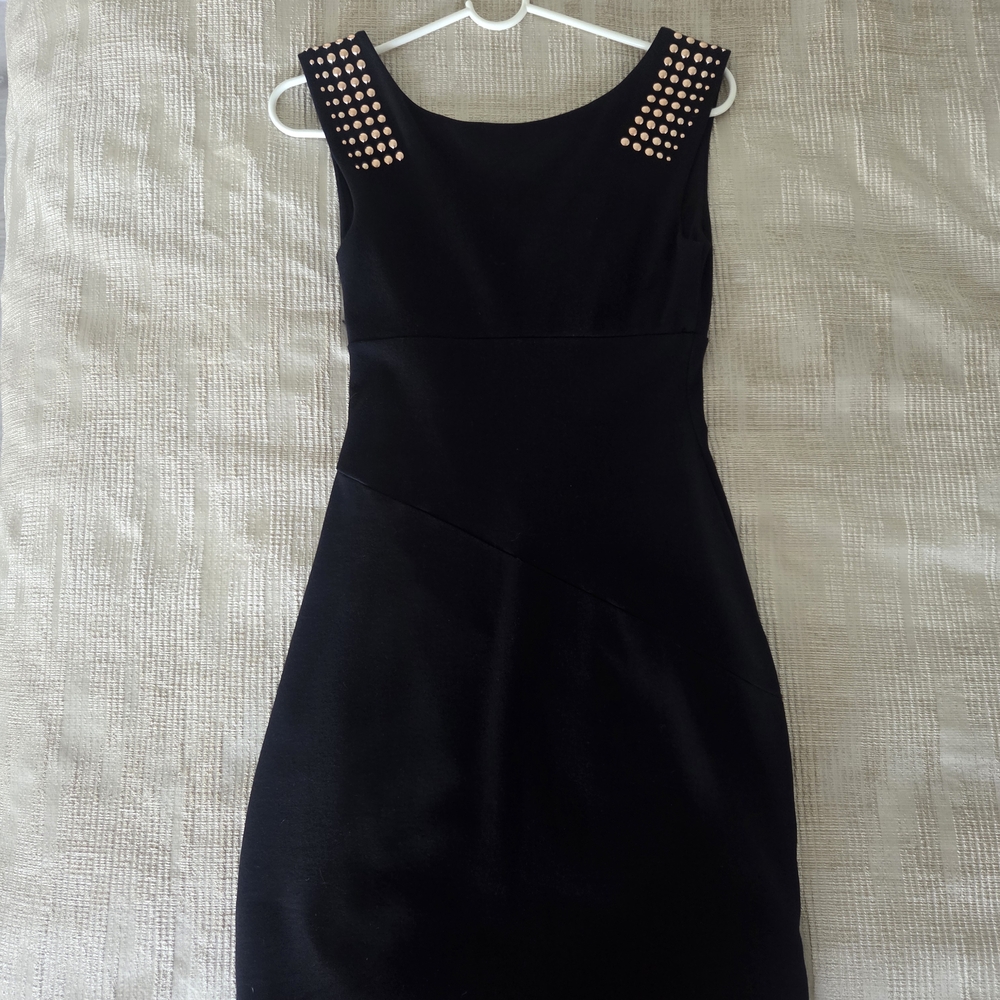 Express Black Dress with Gold Studded Shoulders